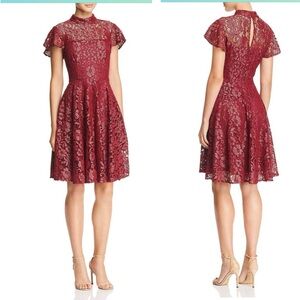 Betsey Johnson womens Short Sleeve Mock Neck Lace Dress Dress